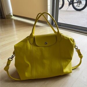 Longchamp Yellow Leather Satchel Crossbody Bag